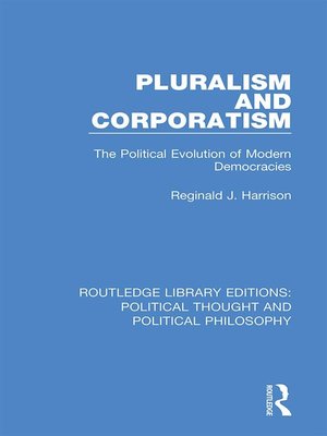cover image of Pluralism and Corporatism